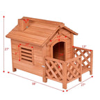 Tangkula Pet Dog House, Wooden Dog Room with Porch &amp; Fence, Raised Vent and Balcony for Outdoor &amp; Indoor Use, Pet House Shelter for Puppies and Dogs, Dog House Dog Kennel