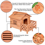 Tangkula Pet Dog House, Wooden Dog Room with Porch &amp; Fence, Raised Vent and Balcony for Outdoor &amp; Indoor Use, Pet House Shelter for Puppies and Dogs, Dog House Dog Kennel