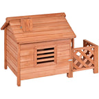 Tangkula Pet Dog House, Wooden Dog Room with Porch &amp; Fence, Raised Vent and Balcony for Outdoor &amp; Indoor Use, Pet House Shelter for Puppies and Dogs, Dog House Dog Kennel