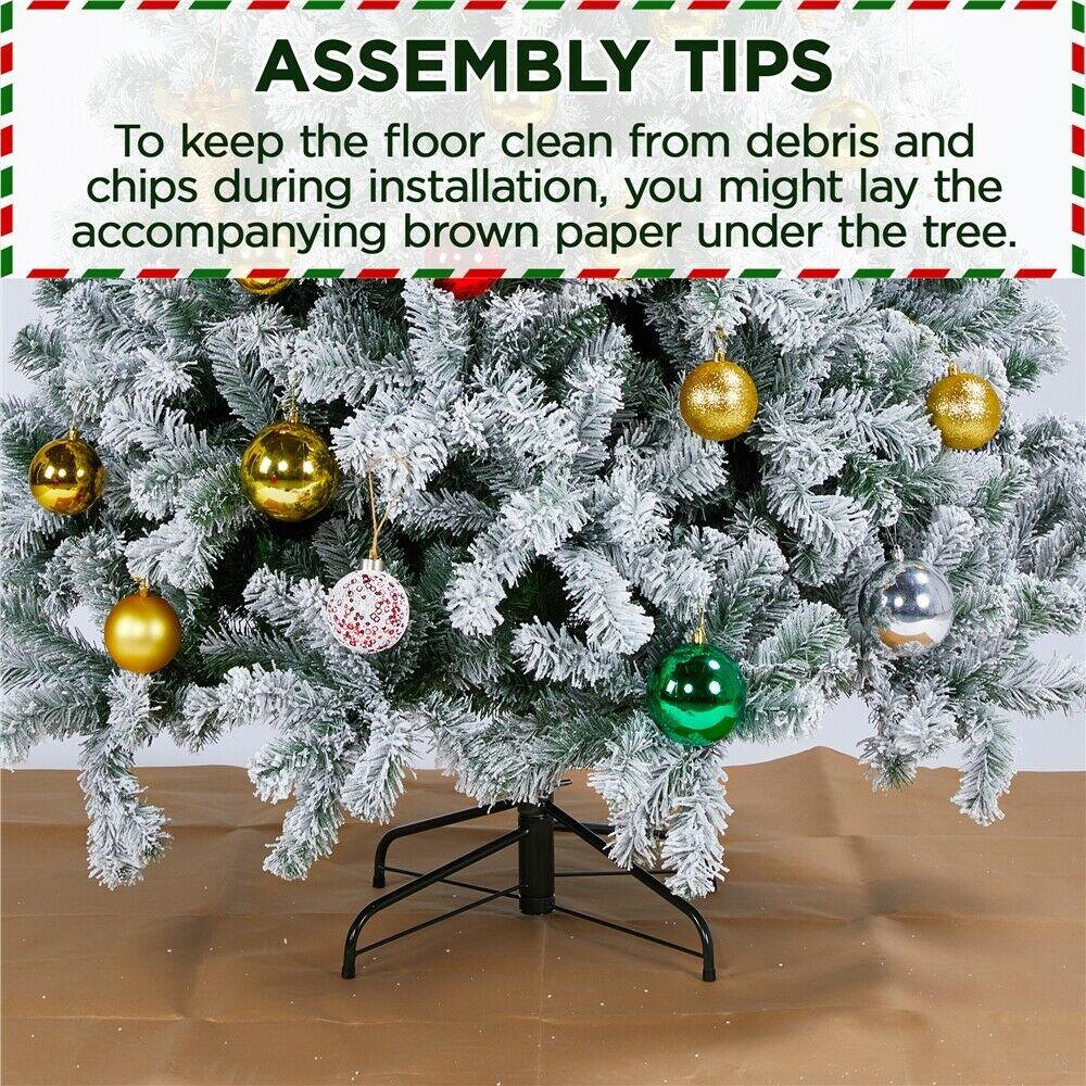 Prelit Snow Flocked Artificial Christmas Tree KingsFir Pencil Tree w/ Stand