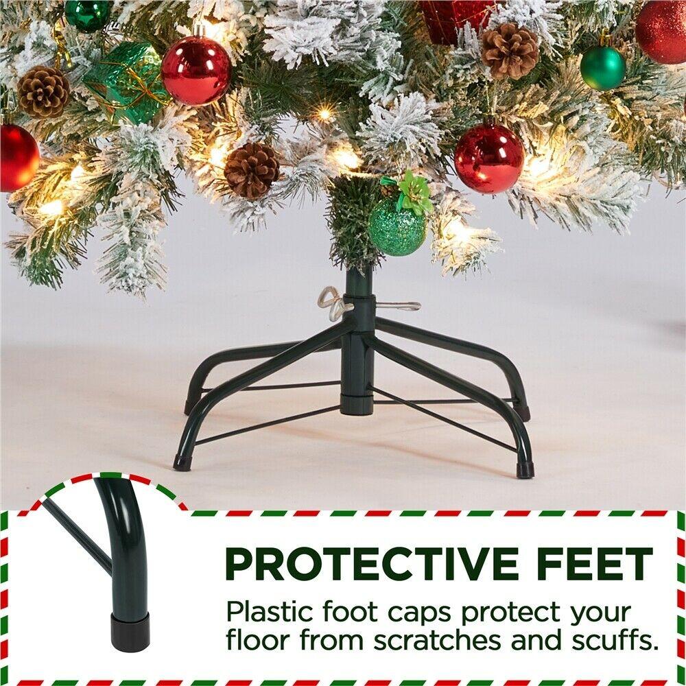 Prelit Snow Flocked Artificial Christmas Tree KingsFir Pencil Tree w/ Stand