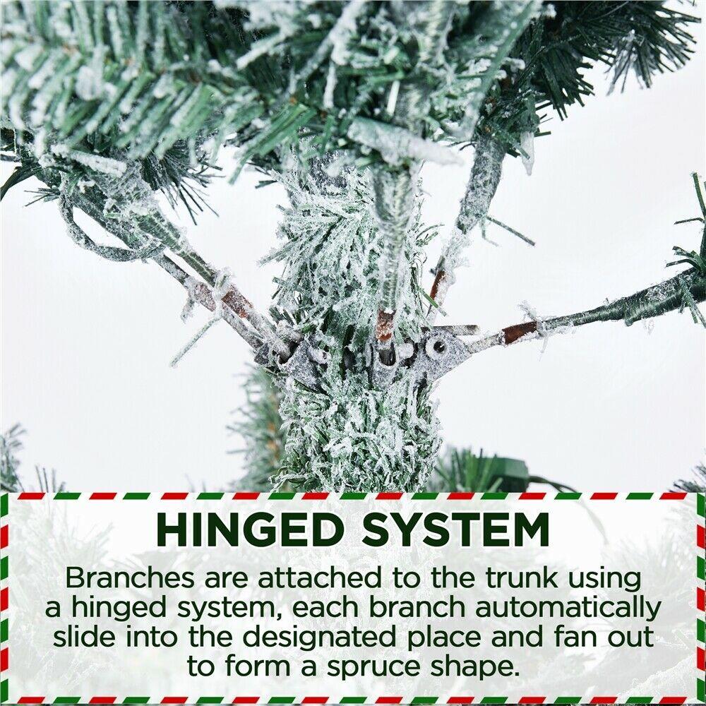 Prelit Snow Flocked Artificial Christmas Tree KingsFir Pencil Tree w/ Stand