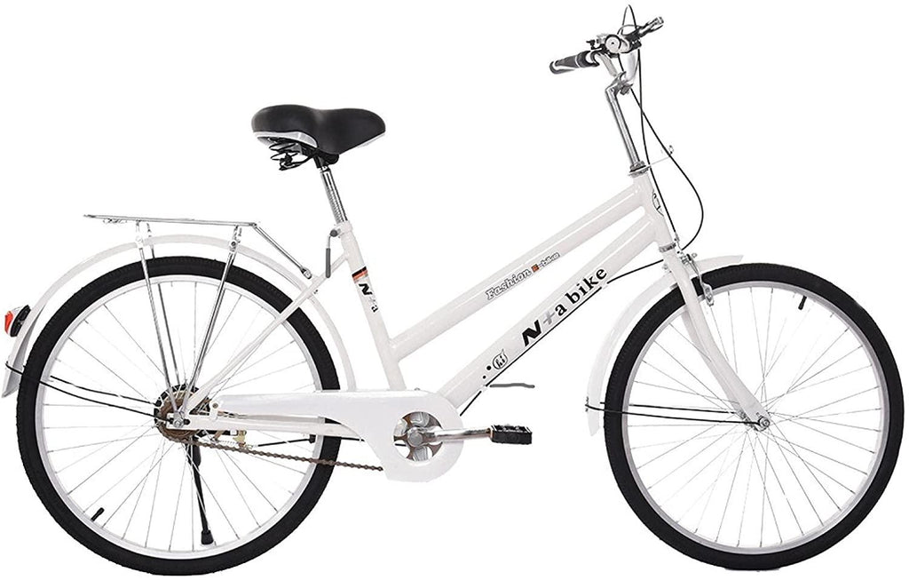 24" Womens Beach Cruiser Bike, Unisex Commute Body Ease Comfort Bike Road Seaside Travel Bicycles for Women Men (White)