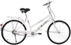 24" Womens Beach Cruiser Bike, Unisex Commute Body Ease Comfort Bike Road Seaside Travel Bicycles for Women Men (White)