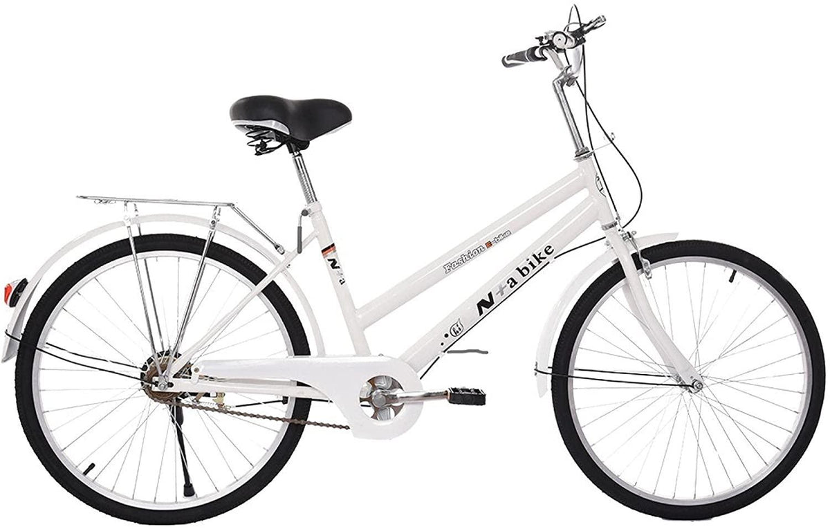 24" Womens Beach Cruiser Bike, Unisex Commute Body Ease Comfort Bike Road Seaside Travel Bicycles for Women Men (White)