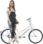 24" Womens Beach Cruiser Bike, Unisex Commute Body Ease Comfort Bike Road Seaside Travel Bicycles for Women Men (White)