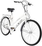 24" Womens Beach Cruiser Bike, Unisex Commute Body Ease Comfort Bike Road Seaside Travel Bicycles for Women Men (White)