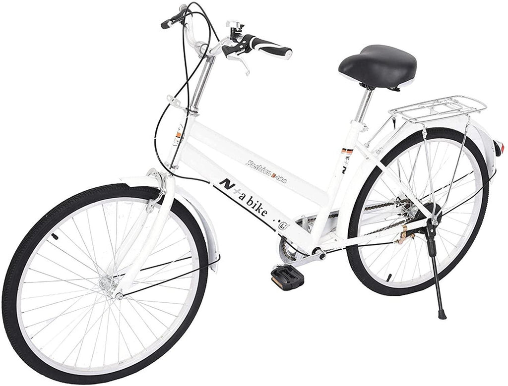 24" Womens Beach Cruiser Bike, Unisex Commute Body Ease Comfort Bike Road Seaside Travel Bicycles for Women Men (White)