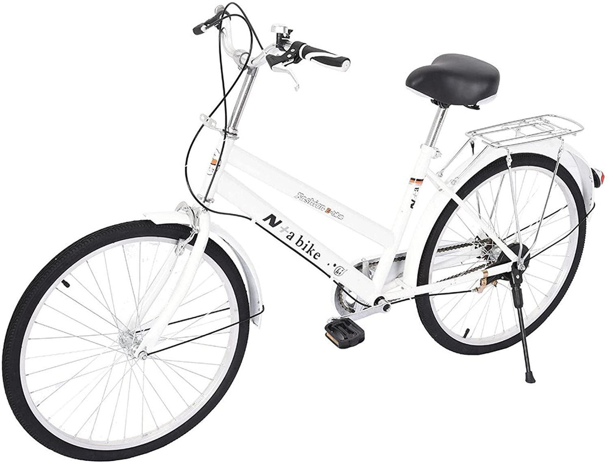 24" Womens Beach Cruiser Bike, Unisex Commute Body Ease Comfort Bike Road Seaside Travel Bicycles for Women Men (White)