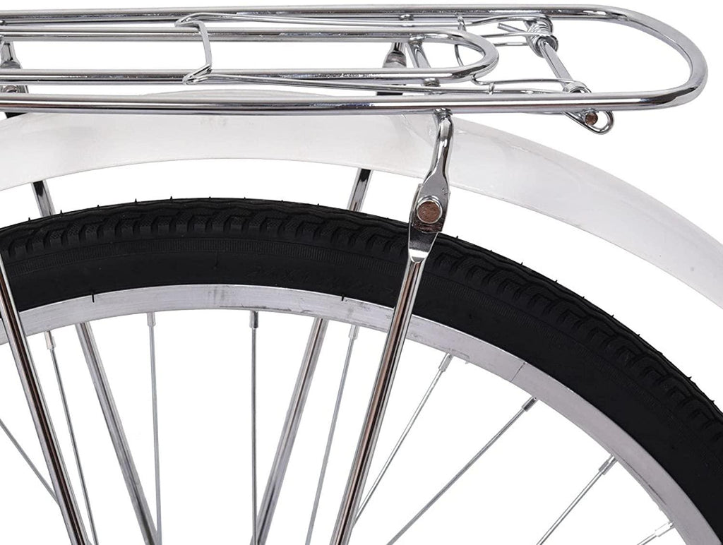 24" Womens Beach Cruiser Bike, Unisex Commute Body Ease Comfort Bike Road Seaside Travel Bicycles for Women Men (White)