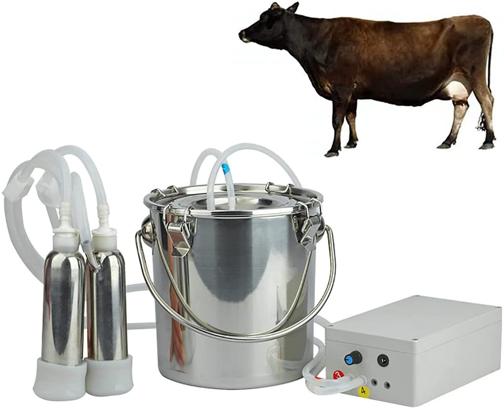 dishengzhen cow milking machine, pulsation vacuum pump milker, with 5l stainless steel milker bucket, livestock household domestic farm milking device
