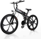 Electric Bikes for Adults, 350W Folding Mountain Ebike with 10AH Removable Battery, Aluminum 26" Electric Bicycle Power Assist Bike with Dual Disc Brakes, Professional 21 Speed Gears-Red