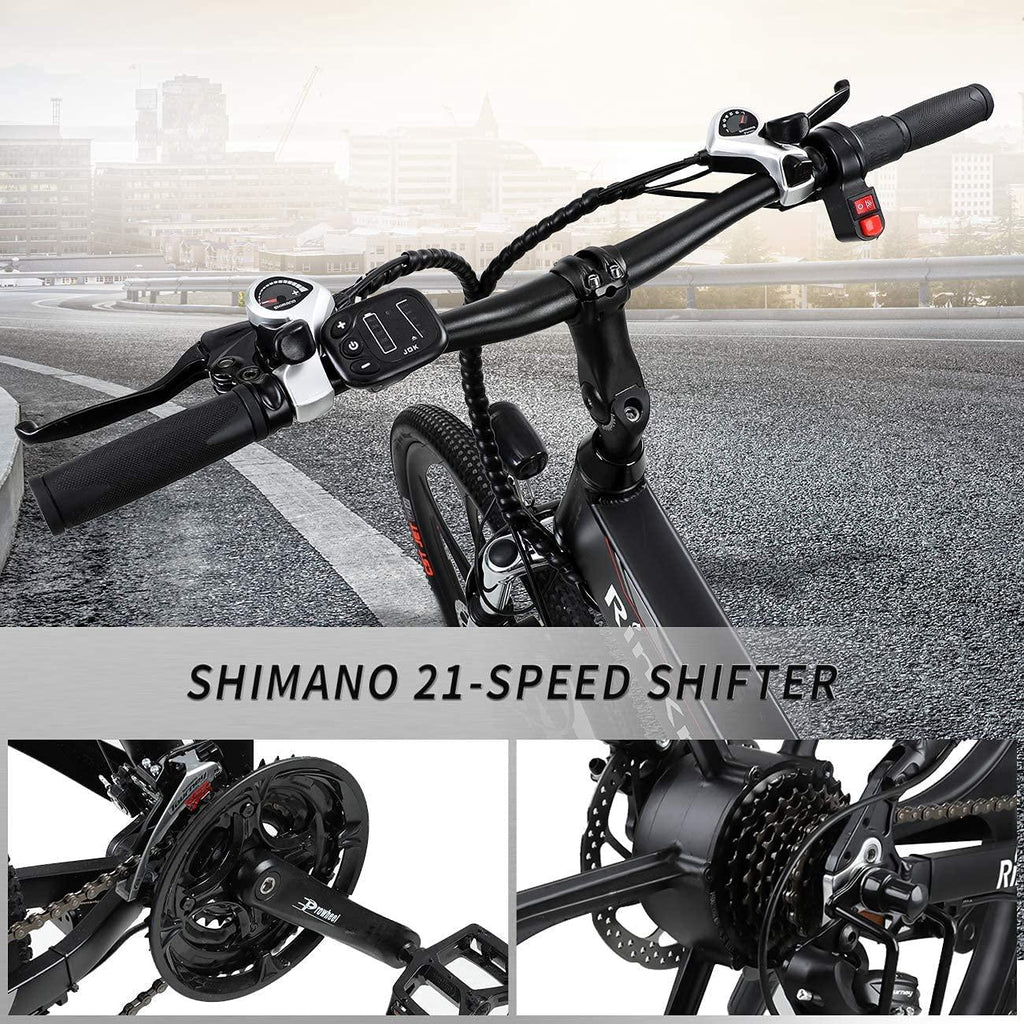 Electric Bikes for Adults, 350W Folding Mountain Ebike with 10AH Removable Battery, Aluminum 26" Electric Bicycle Power Assist Bike with Dual Disc Brakes, Professional 21 Speed Gears-Red