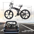 Electric Bikes for Adults, 350W Folding Mountain Ebike with 10AH Removable Battery, Aluminum 26" Electric Bicycle Power Assist Bike with Dual Disc Brakes, Professional 21 Speed Gears-Red