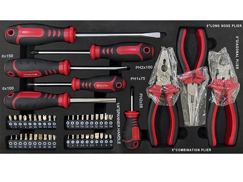 439PCS Tool Set, Mechanic Tool Set for Home, Tool Box Set 4-Tier Socket Wrench Ratchet Plier Nails, Home Tool Set Mechanics Kit with 3 Drawers Organizer for Adults Man Handyman, Red