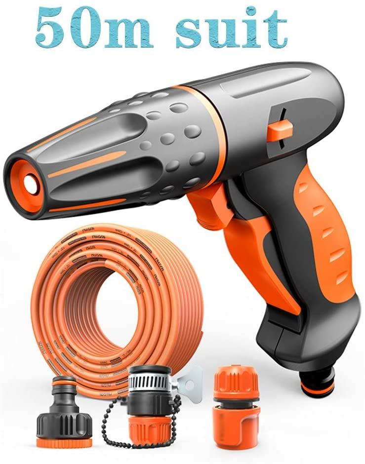 ZHJING Hose Water Gun Nozzle Heavy Duty Metal Spray Gun Watering Hose Sprinkler (Size : 50m Suit)