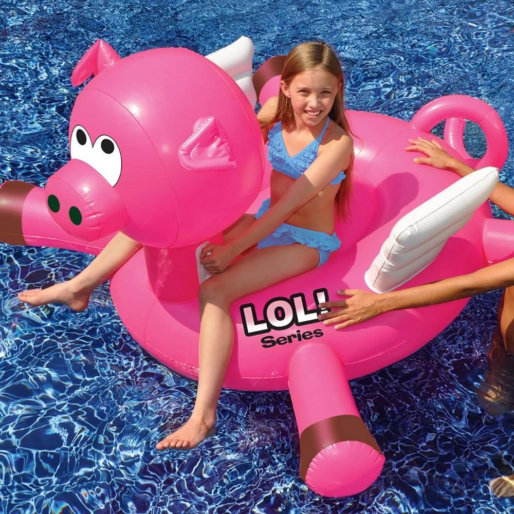 Swimline LOL! Giant Inflatable Ride On Flying Pig Swimming Pool Float (6 Pack)