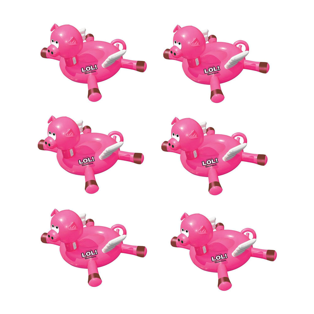 Swimline LOL! Giant Inflatable Ride On Flying Pig Swimming Pool Float (6 Pack)