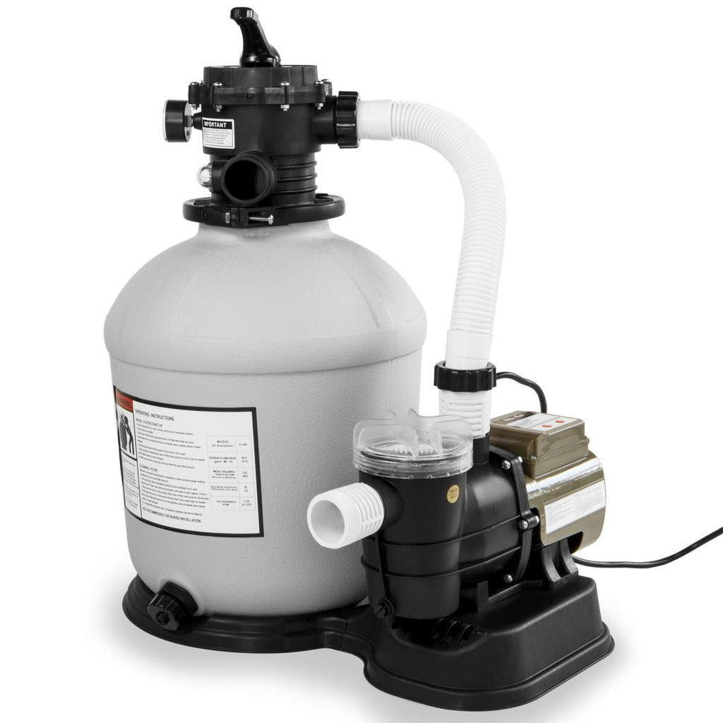 xtremepowerus swimming pool 16" sand filter with multi port valve with 3,100gph 3/4 hp pool pump with timer 15,000 gal