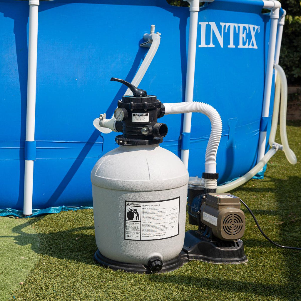 xtremepowerus swimming pool 16" sand filter with multi port valve with 3,100gph 3/4 hp pool pump with timer 15,000 gal