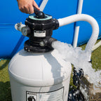 xtremepowerus swimming pool 16" sand filter with multi port valve with 3,100gph 3/4 hp pool pump with timer 15,000 gal