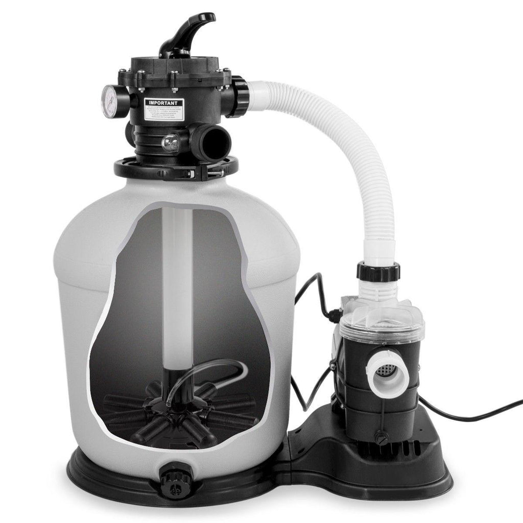 xtremepowerus swimming pool 16" sand filter with multi port valve with 3,100gph 3/4 hp pool pump with timer 15,000 gal