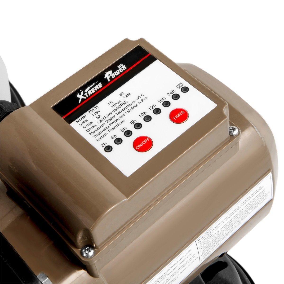xtremepowerus swimming pool 16" sand filter with multi port valve with 3,100gph 3/4 hp pool pump with timer 15,000 gal