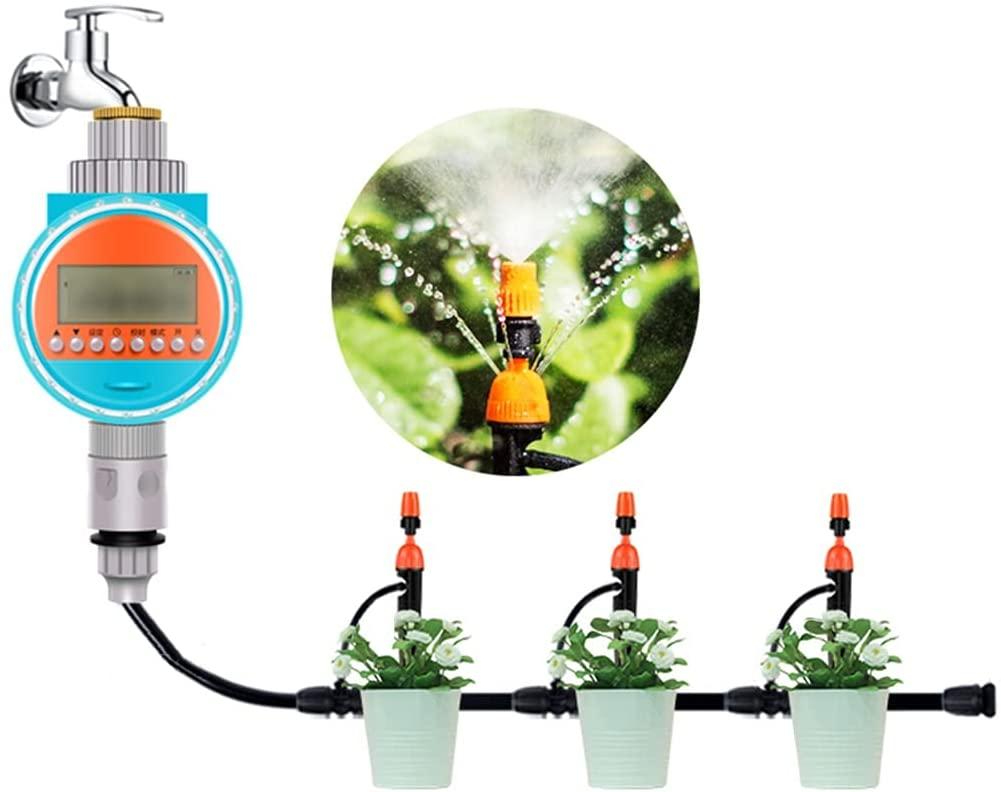 BBGS Irrigation System, with Timer, Automatic Watering System with Adjustable Nozzles, Micro Drip Irrigation Kit for Greenhouse, Garden, Lawn, Flower Beds
