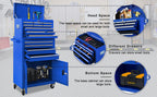 13-Drawer Rolling Tool Chest, 2 in 1 Detachable Metal Tool Cabinet with Lock & Wheels, Heavy-Duty Tool StoraOrganizer for Garage, Workshop, Auto Repair & Home(Blue)