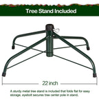 Hykolity Prelit Artificial Christmas Tree, 350 Warm White Lights, 1100 Tips, Foldable Metal Base and Hinged Branches,6.5'