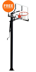 Silverback 54" In-Ground Height-Adjustable Basketball System with Tempered Glass Backboard, Anchor Mounting, and 5-year Limited Warranty