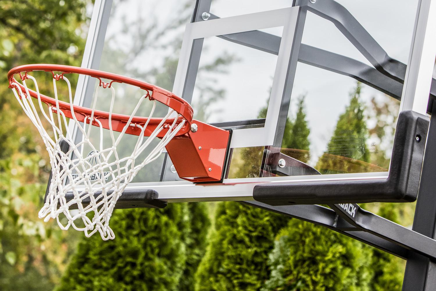 Silverback 54" In-Ground Height-Adjustable Basketball System with Tempered Glass Backboard, Anchor Mounting, and 5-year Limited Warranty