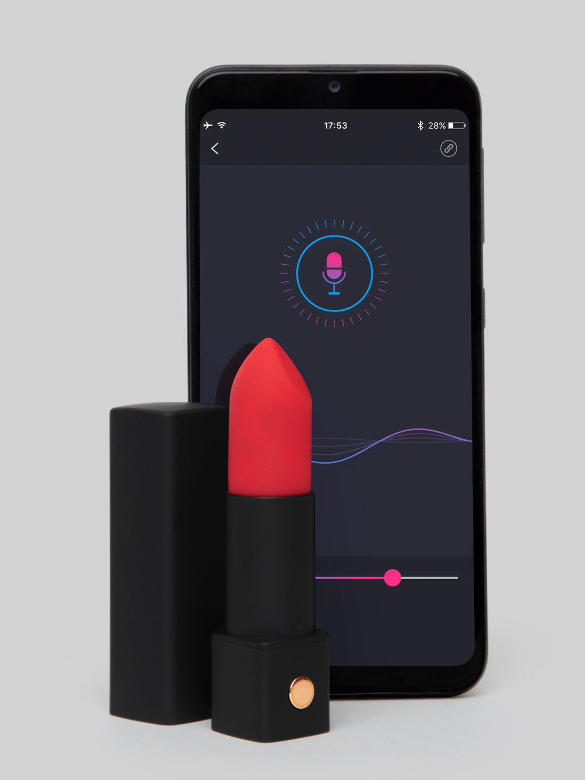 Lovense Exomoon App Controlled Rechargeable Silicone Lipstick Bullet Vibrator, Black