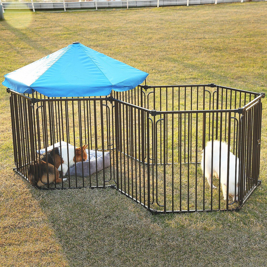 LEMKA Heavy Duty Dog Playpen Dog Kennel, Pet Dog Exercise Playpen Foldable Dog Steel Crate Wire Metal Ca6/10 Panels - 48/60 inches