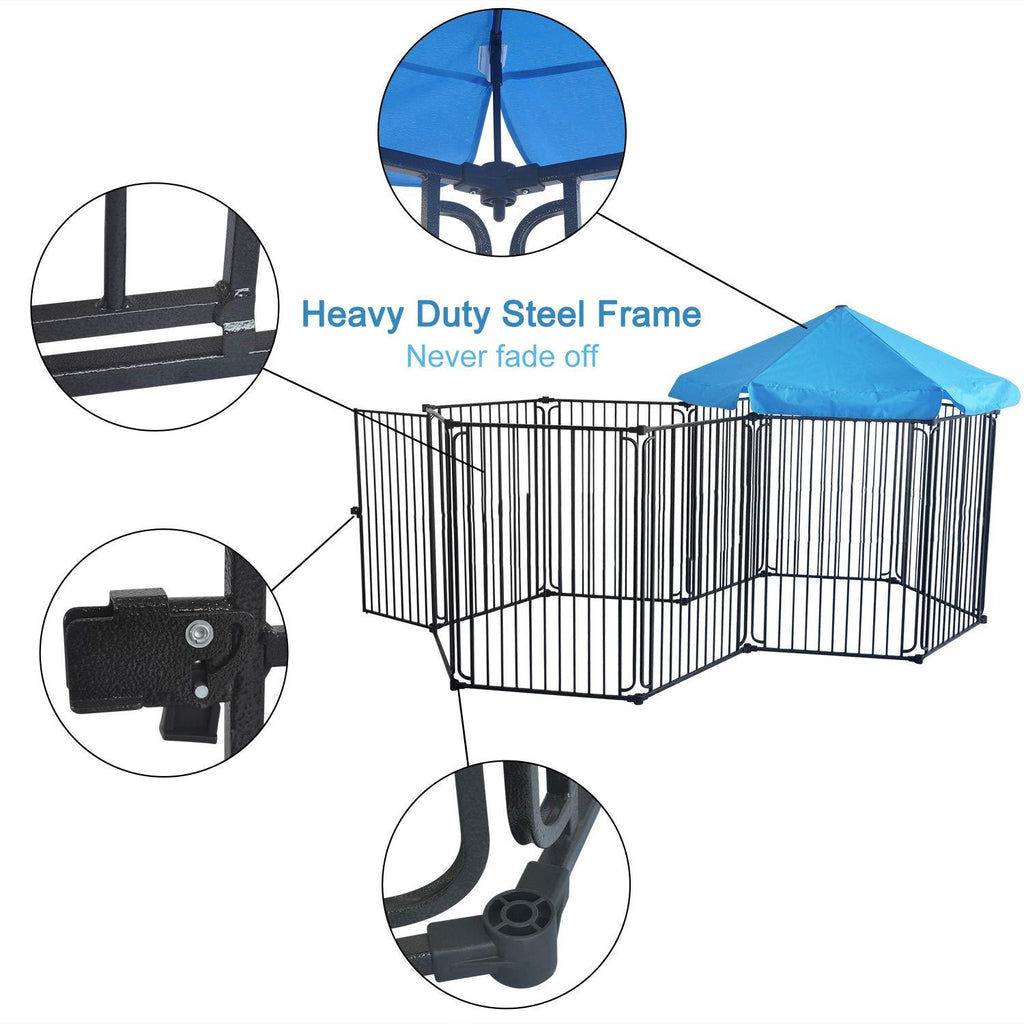 LEMKA Heavy Duty Dog Playpen Dog Kennel, Pet Dog Exercise Playpen Foldable Dog Steel Crate Wire Metal Ca6/10 Panels - 48/60 inches