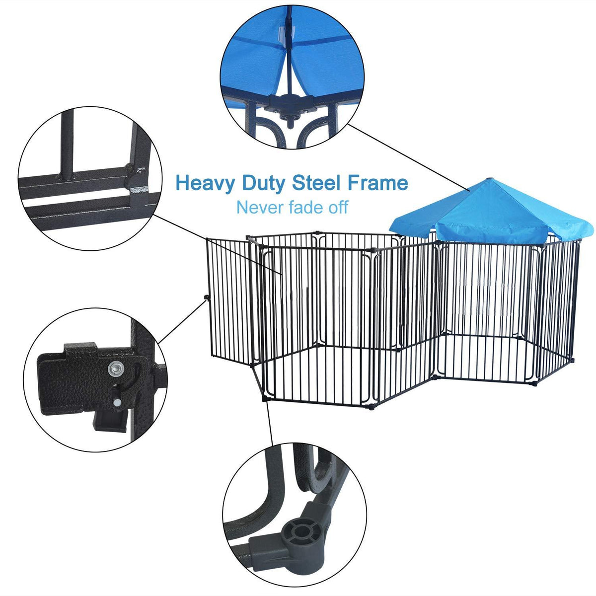 LEMKA Heavy Duty Dog Playpen Dog Kennel, Pet Dog Exercise Playpen Foldable Dog Steel Crate Wire Metal Ca6/10 Panels - 48/60 inches