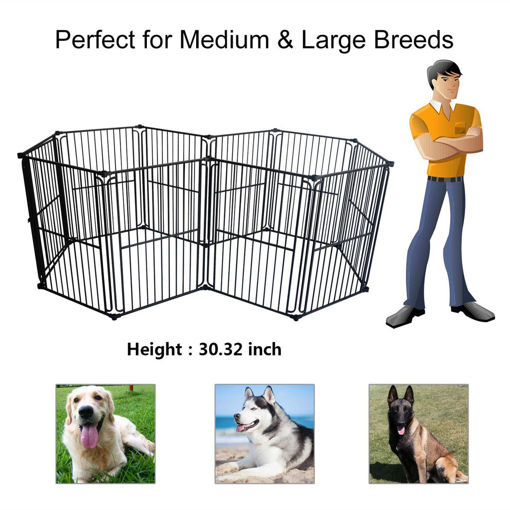 LEMKA Heavy Duty Dog Playpen Dog Kennel, Pet Dog Exercise Playpen Foldable Dog Steel Crate Wire Metal Ca6/10 Panels - 48/60 inches
