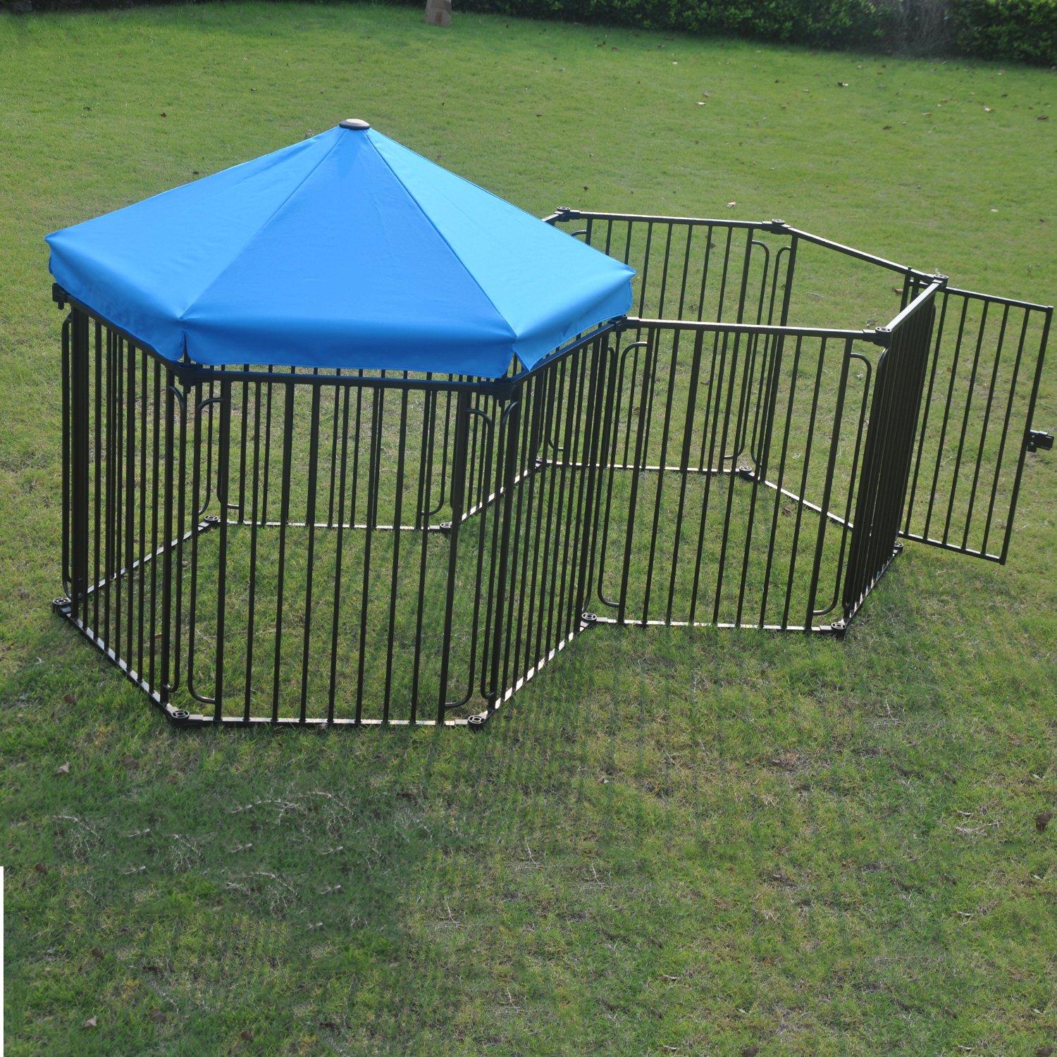 LEMKA Heavy Duty Dog Playpen Dog Kennel, Pet Dog Exercise Playpen Foldable Dog Steel Crate Wire Metal Ca6/10 Panels - 48/60 inches