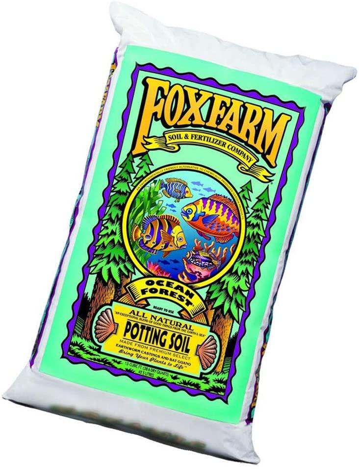 foxfarm fx14053 ocean forest plant garden ph adjusted 12 quarts potting soil blend mix for containerized plants, 11.9 pound bag (8 pack)