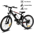 Hicient Electric Bike Electric Bicycle for Adult 26'' Electric Mountain Bike 250W Ebike 21 Speed Gear with Removable Lithium Battery and Battery Charger