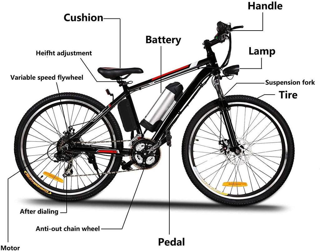 Hicient Electric Bike Electric Bicycle for Adult 26'' Electric Mountain Bike 250W Ebike 21 Speed Gear with Removable Lithium Battery and Battery Charger