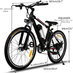 Hicient Electric Bike Electric Bicycle for Adult 26'' Electric Mountain Bike 250W Ebike 21 Speed Gear with Removable Lithium Battery and Battery Charger