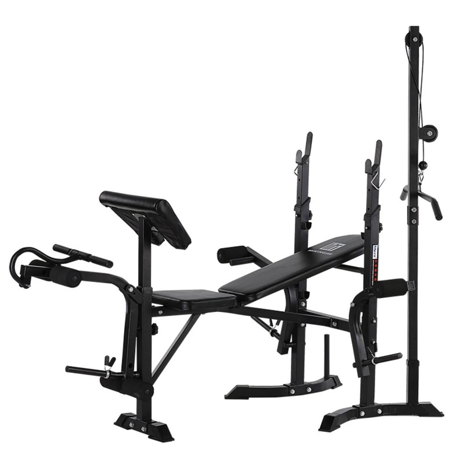 Hjcommed Adjustable Weight Bench, Foldable Workout Bench Incline Bench for Home Gym Strength Training, Adjustable Strength Training Bench with Preacher Curl, Leg Developer and Crunch Handle