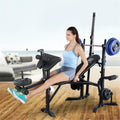 Hjcommed Adjustable Weight Bench, Foldable Workout Bench Incline Bench for Home Gym Strength Training, Adjustable Strength Training Bench with Preacher Curl, Leg Developer and Crunch Handle