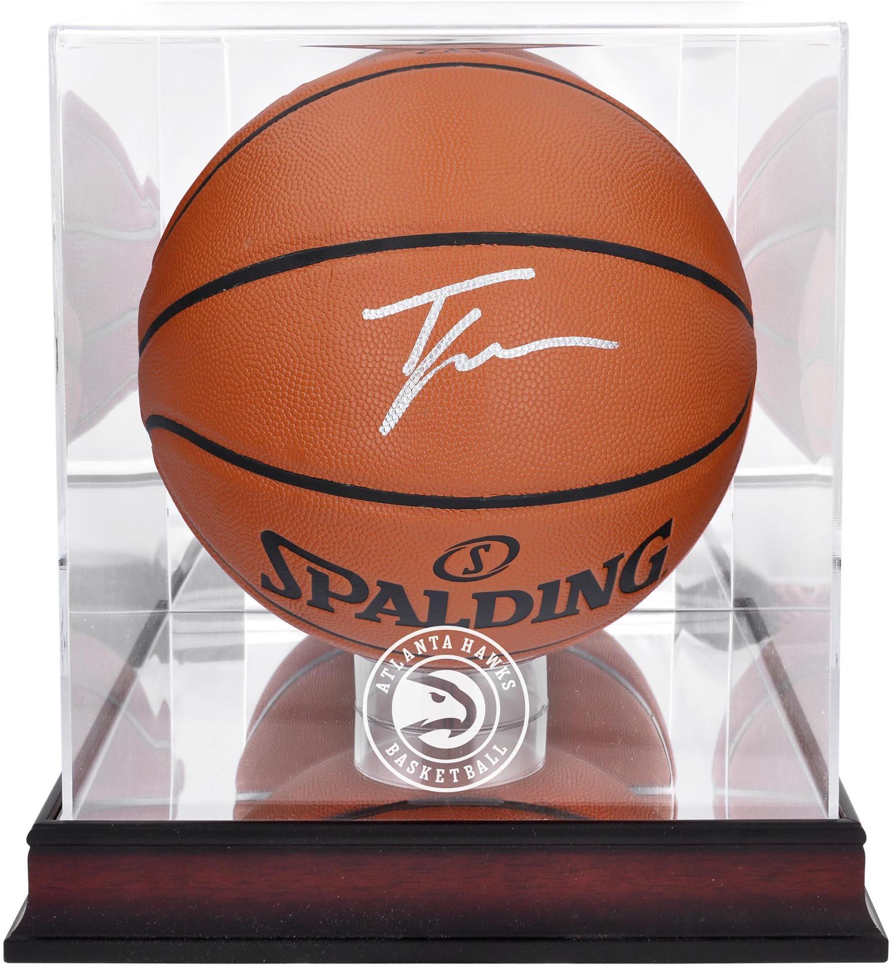 Trae Young Atlanta Hawks Spalding Indoor/Outdoor Basketball with Mahogany Team Logo Basketball Display Case - Panini Authentic -  Authentic Certified