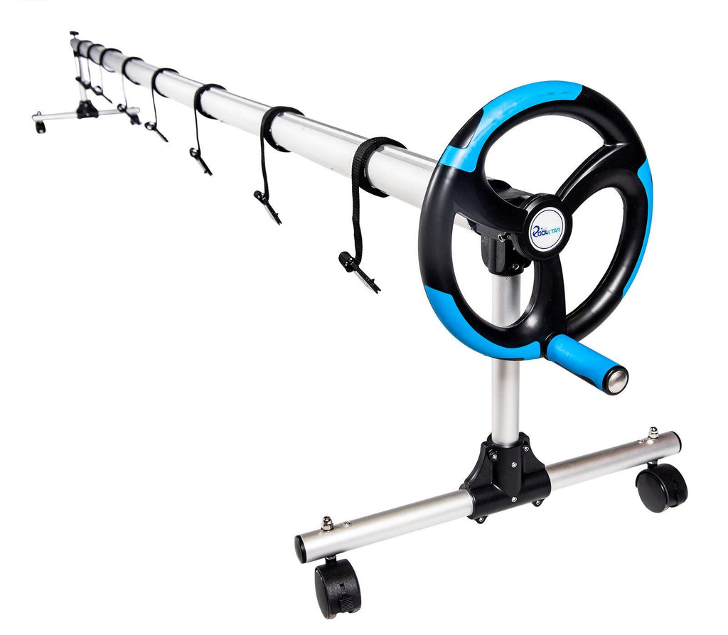 in-ground pool solar cover aluminum reel with telescopic tube and wheels - 18ft