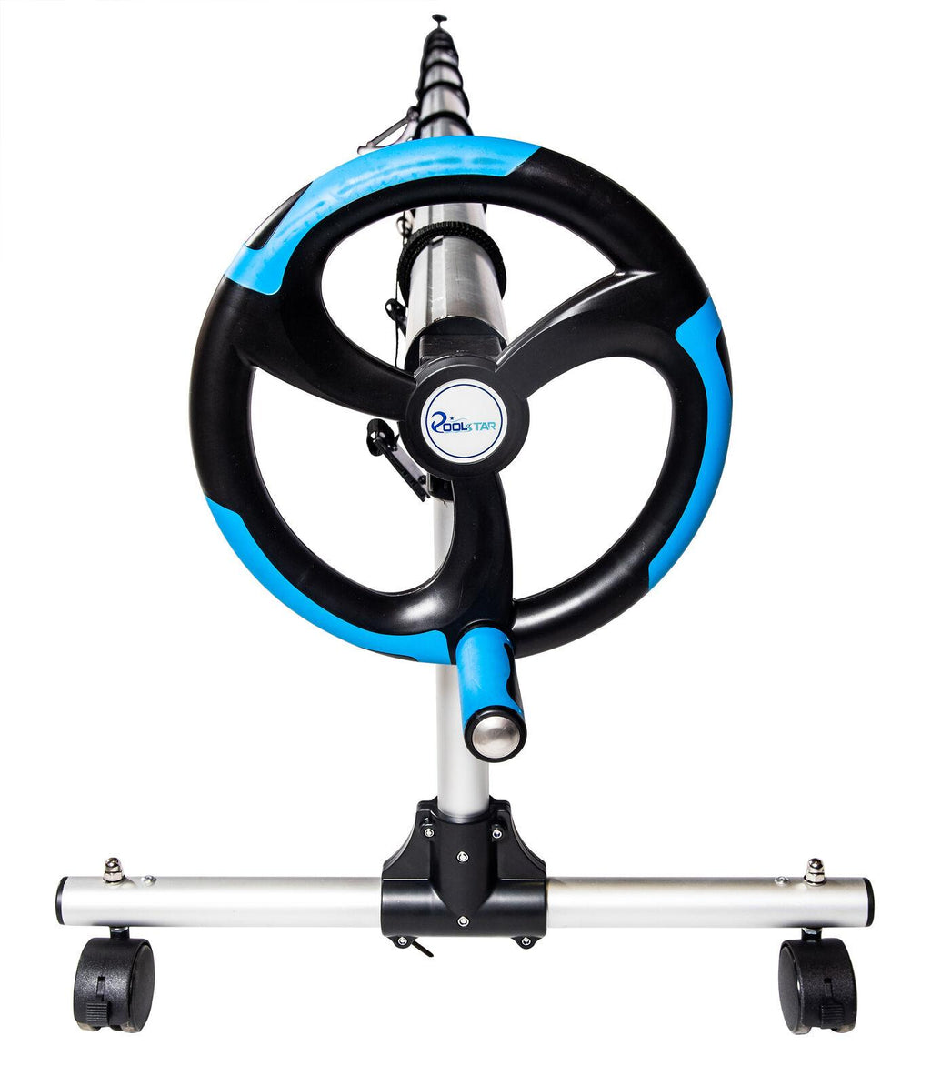 in-ground pool solar cover aluminum reel with telescopic tube and wheels - 18ft