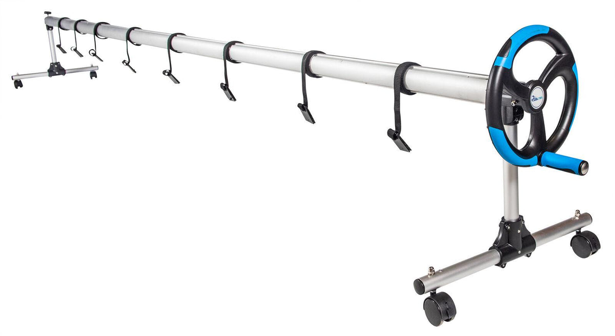 in-ground pool solar cover aluminum reel with telescopic tube and wheels - 18ft