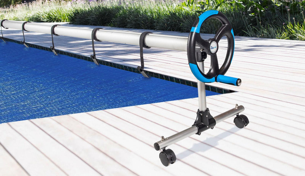 in-ground pool solar cover aluminum reel with telescopic tube and wheels - 18ft