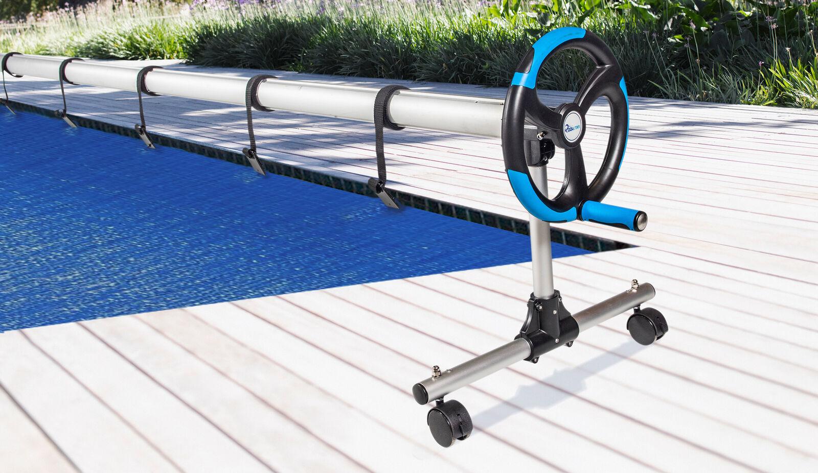 in-ground pool solar cover aluminum reel with telescopic tube and wheels - 18ft